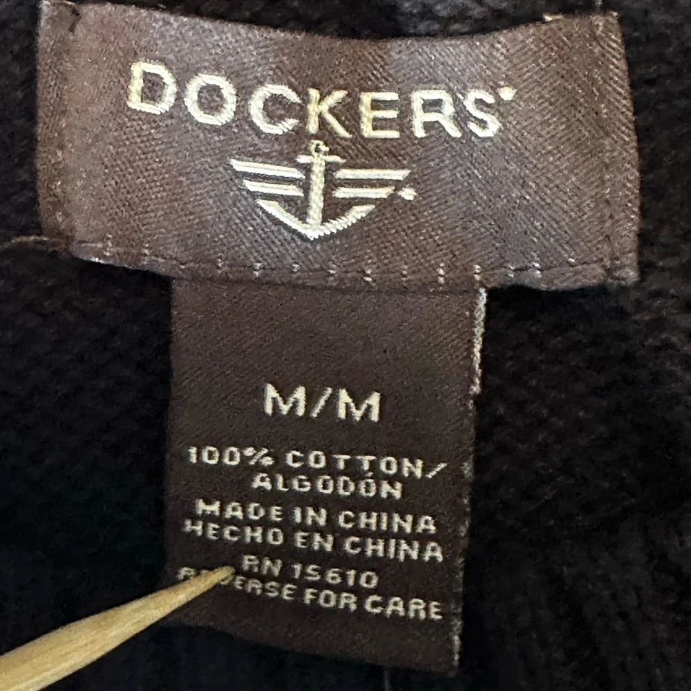 Dockers Men's Charcoal, Black & Grey Monochrome Plaid Pullover Sweater,Retro Sty